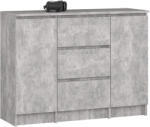 AKORD AKORD K100 Beton Komód 2 Ajtós 3 Fiókos (AKO-KOMMK1002D3SZBETPK)