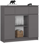 AKORD AKORD K100 Modern Komód Laminált Grafit-Szürke 6 Polcos (AKO-KOMMK1002D3SZ1PGRAPK)