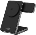 Dviced - 3 Az 1-Ben Összecsukható, Qi2 Mágneses Vezeték Nélküli Töltőállvány, Kábellel És Fali Töltővel - Fekete