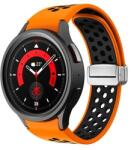 Mybandz 41719 lélegző mágneszáras szilikon óraszíj galaxy watch 5-6-7 /narancs-fekete 20mm (41719) - bevachip