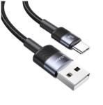 USAMS sy adatkábel, usb - type-c, 3a, pd gyorstöltő, 120cm, cipőfűző, fekete (SJ718USBSG01)