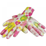 Dedra BH1008R07 Munkavédelmi kesztyű (kertészkesztyű), PU mártott, pink, virágmintás 7/S (BH1008R07)