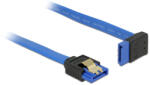 Delock SATA-kábel, 6 Gb/s, hüvely, egyenes SATA hüvely, felfelé ívelt, 20 cm, kék aranyszínu kapcs
