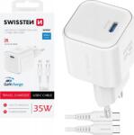SWISSTEN 22070220 USB-C Hálózati Gyorstöltő Adapter USB-C Kábellel (1, 2m) 35W - Fehér (8595217484443) (8595217484443)