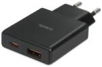 iBOX C-43 USB-A / USB-C Lapos Hálózati Gyorstöltő Adapter 30W - Fekete (ILUC43B) (ILUC43B)