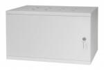 Stalflex RC19-6U-350MG 19" 6U 350 mm mély lapraszerelt szürke fém ajtós fali rack szekrény