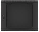 Lanberg WF01-6609-10B 19" 9U SZÉL: 600mm MÉLY: 600mm MAG: 512mm lapraszerelt üvegajtós fekete fali rack szekrény