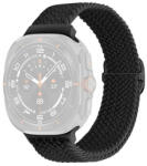 Samsung Galaxy Watch Ultra (47mm) SM-L705, textíl pótszíj, állítható, szőtt stílusú, fekete