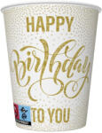 Pol-Mak Happy Birthday Dotted Gold papír pohár 8 db-os 250 ml (PKK760609)
