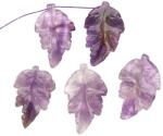  Pandantiv din Ametist Natural Frunze cu Gaura - 41-43 x 28-29 x 5 mm - Cristalul Linistii si Armoniei - Pentru Bijuterii - 1 Buc