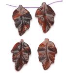  Pandantiv din Ochi de Tigru Rosu Natural Frunze cu Gaura - 38-41 x 24-27 x 4-5 mm - Piatra Protectiei si Echilibrului Energetic - Pentru Bijuterii - 1 Buc