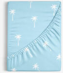 Goldea cearceaf de pat 100% bumbac cu elastic - palmieri pe albastru pastel 140 x 200 cm