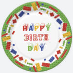 Pol-Mak Happy Birthday Building Blocks papírtányér 8 db-os 18 cm PKK038288 (PKK038288)