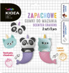 DERFORM Illatos radír szett, 2 db / csomag, sellő panda és cica (karamell és eper illat), Kidea (DFM-GMZKP2KA)