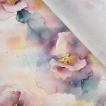 Takoy Ruházati anyag / Ruha anyag fényes hatással rózsaszín akvarell virágok Lulu