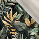 Takoy Bársony / velvet szövet Eliza fekete és arany levelek