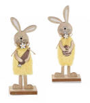 Decorer Set 2 figurine Iepurasi din lemn si textil galben 13x5x32 cm (A51.44.16C)
