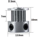 Two Trees Ролка с 16 зъба D5mm за ремък GT2 6mm