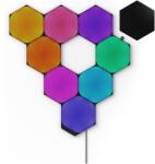 Nanoleaf Intelligens moduláris RGBW LED fénypanel készlet Nanoleaf Shapes Black Hexagons Starter Kit, Wi-Fi és Touch Control, zene szinkronizálás, 9 panel (NL42-0102HX-9PK)