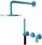Bugnatese SIMPLE Fal alatti zuhanycsaptelep kézizuhannyal és esőztetőfejjel pasztell türkizkék színben 6601HTP (6601HTP)
