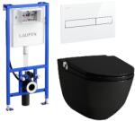 Laufen Riva okos wc szett, matt fekete wc csésze fehér nyomólappal SZP-LA7, (H8206917160001, H8946660000001, H8956610000001) (SZP-LA7)