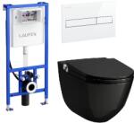 Laufen Riva okos wc szett, fényes fekete wc csésze fehér nyomólappal SZP-LA10, (H8206910200001, H8946660000001, H8956610000001) (SZP-LA10)