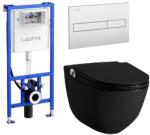 Laufen Riva okos wc szett, matt fekete wc csésze matt króm nyomólappal SZP-LA9, (H8206917160001, H8946660000001, H8956610070001) (SZP-LA9)
