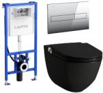 Laufen Riva okos wc szett, matt fekete wc csésze fényes króm nyomólappal SZP-LA8, (H8206917160001, H8946660000001, H8956610040001) (SZP-LA8)