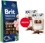 Brit Premium By Nature Junior Extra Large XL Chicken 15 kg + WOOLF Chicken And Rawhide Twister 2 x 100 g szárított bőr csirkehússal körbetekerve AJÁNDÉKBA