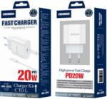 Jellico AK200 1XUSB-C PD 20W Hálózati gyorstöltő ( +Type-C - Lightning kábel), fehér
