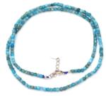  Colier din Apatit Albastru Cub Fatetat 2x2 mm - Cristalul Linistii si Echilibrului Energetic - Accesorii Argint 925