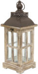 Art-Pol Fából készült fa keretes üvegezett fém fedelű lantern lámpás akasztóval 45x15, 5x15, 5cm (107252)