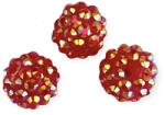 Shamballa strassz gyöngy 3 db/cs - piros SHGY4