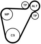 Continental Ctam Set curea transmisie cu caneluri CONTINENTAL CTAM 8PK954 EXTRA K1 (8PK954 EXTRA K1) - automobilus