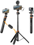 K&F Concept MS08 állvány, selfie bot, gömbfejjel, Gopro adapter, telefon adapter, bluetooth kioldó