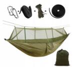  Függő kempingháló 260x140 cm, egy személyre, terhelhetőség 190 kg-ig, zöld