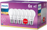 Philips E27 LED, opál, 7 W, 806 lm, melegfehér fényű - 60 W izzó helyett, 6db/csomag (929003817691)