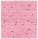 Macvi 200 darabos készlet Öntapadós 3D tapéta, kívülről puha hab, modern design, bármilyen térbe illeszkedik, vízálló, méret 70x77, Macvi®, Tégla minta Rózsaszín csillagok