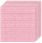 Macvi 200 darabos készlet Öntapadós 3D tapéta 3D, kívülről puha hab, modern design, bármilyen térbe illeszkedik, vízálló, méret 70x77, Macvi®, rózsaszín tégla minta