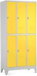 Rauman Fém szekrény - 6 doboz, 90 x 45 x 196, 5 cm, helyreigazítással, lakathoz zár, sárga - ral 1023