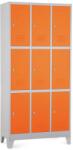 Rauman Fém szekrény - 9 doboz, 90 x 45 x 195 cm, fix lábakkal, lakathoz zár, narancs - ral 2004