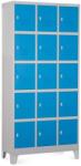 Rauman Fém szekrény - 15 doboz, 90 x 40 x 195 cm, fix lábakkal, lakathoz zár, kék - ral 5012