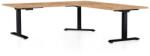 Rauman OfficeTech Angle állítható magasságú asztal, 180 x 200 cm, fekete alap, craft tölgy