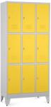 Rauman Fém szekrény - 9 doboz, 90 x 45 x 196, 5 cm, helyreigazítással, lakathoz zár, sárga - ral 1023