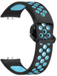 Samsung Galaxy Fit3 SM-R390, szilikon pótszíj, lyukacsos, légáteresztő, fekete/világoskék