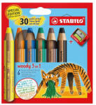 STABILO Színes ceruza STABILO Woody Tiger 3in1 hengeres vastag hegyezővel 6 darabos (8806-4-2) - mystock