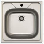 MOFÉM Evo2 1b 1 Medence Rozsdamentes Acél Mosogató; 480x480; 160mm Mély Ráépíthető, Csaptelepfuratt