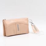  Bőr barackvirág lakk egyenesköves triplacipzáras bőr pénztárca+kulcstartó l829004