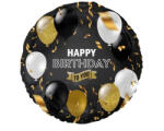 GoDan S. A Fólai lufi, 18"/45cm, gömb, fekete, lufis, Happy Birthday