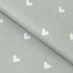 Goldea pamutvászon - szívecskék, zsálya színű alapon 160 cm